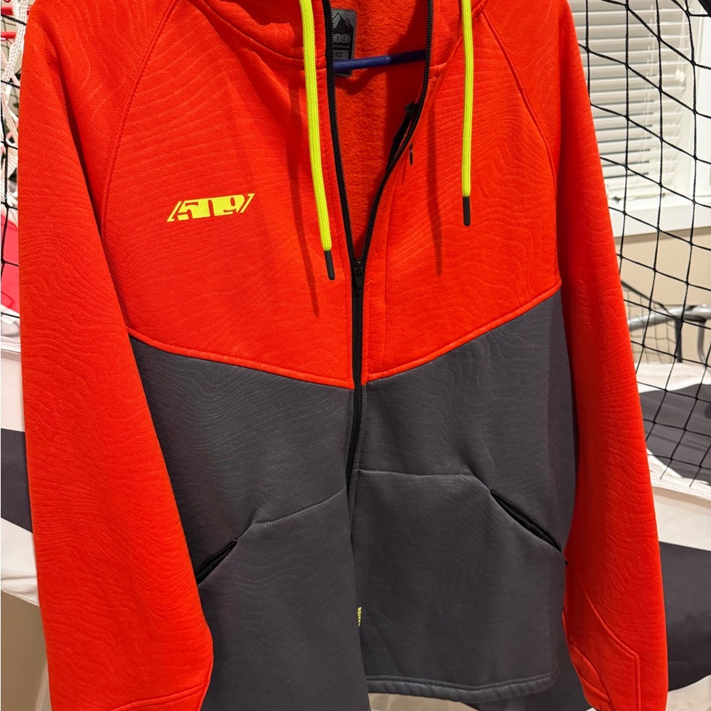 509 Brand Red and Gray Zip-Up Hoodie